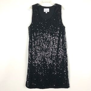 Avenue Modern Metallics Black Sequin Midi Dress